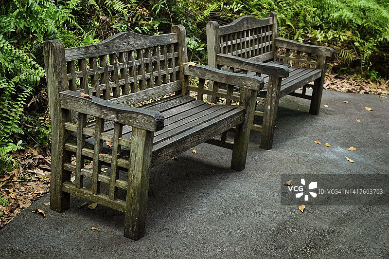 一对公园长椅图片素材