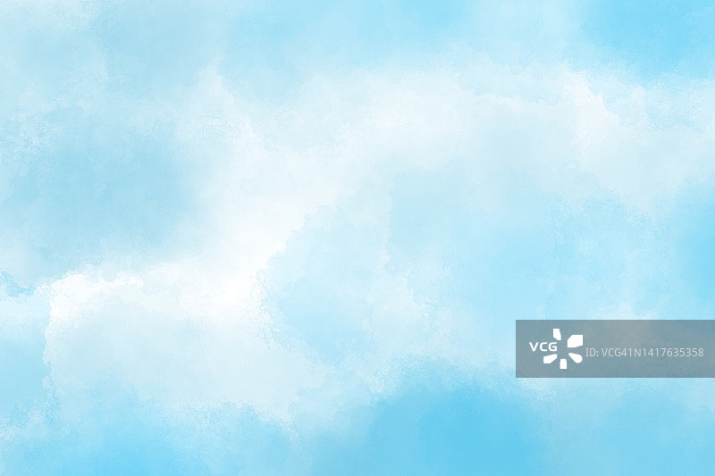 抽象背景的模糊，蓝、绿、黄水彩在白纸上手绘图片素材