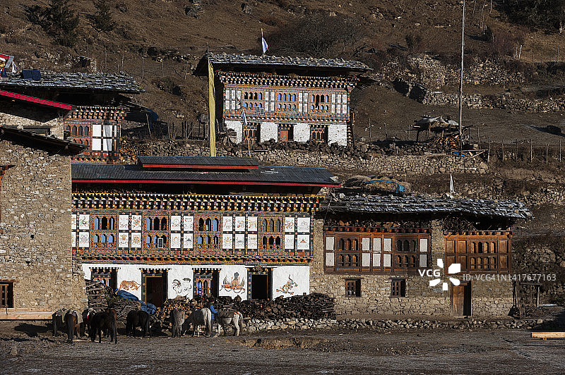 不丹拉亚村图片素材