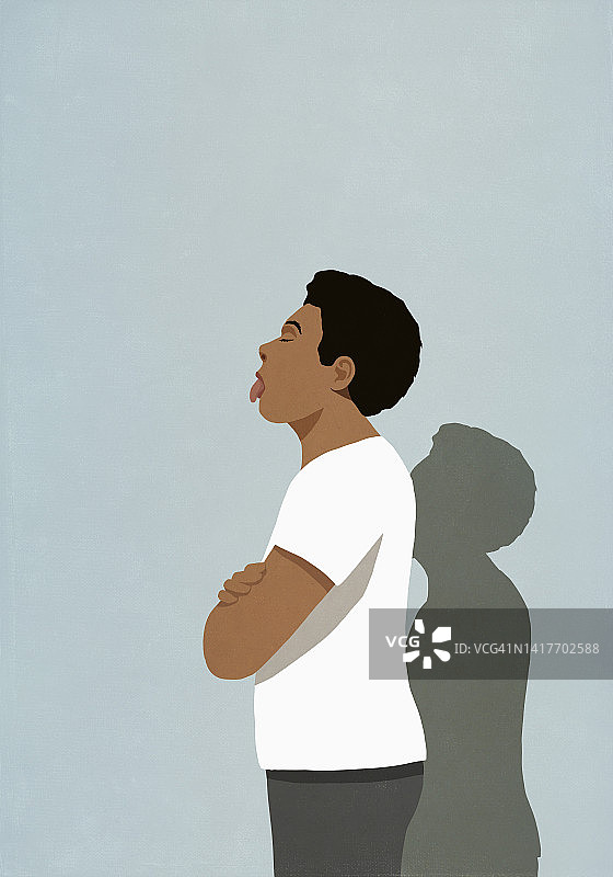 叉腰吐舌的男人图片素材