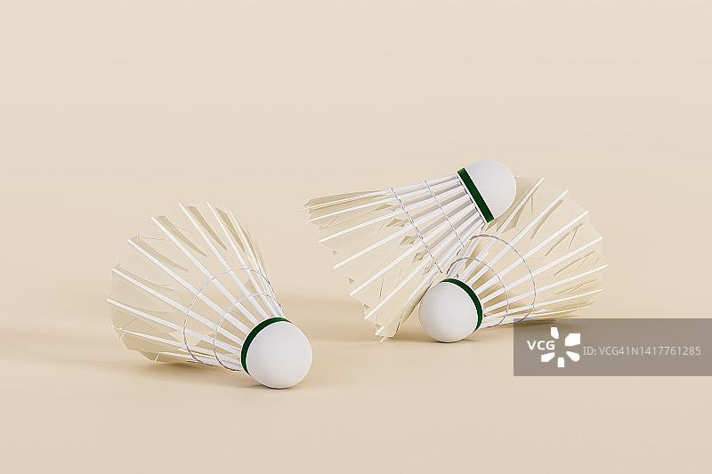 3D渲染：粉彩背景上的许多塑料羽毛球，体育概念图片素材