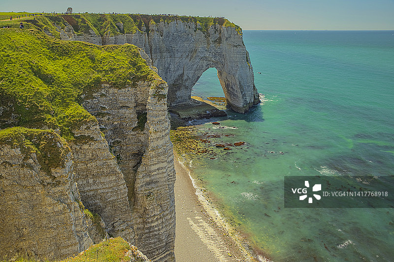 法国诺曼底埃特雷塔的粉笔悬崖图片素材