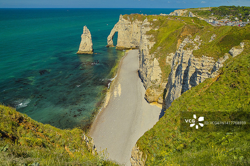 法国诺曼底埃特雷塔的粉笔悬崖图片素材
