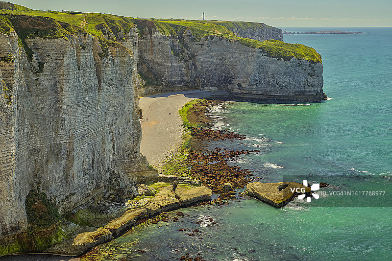 法国诺曼底埃特雷塔的粉笔悬崖图片素材