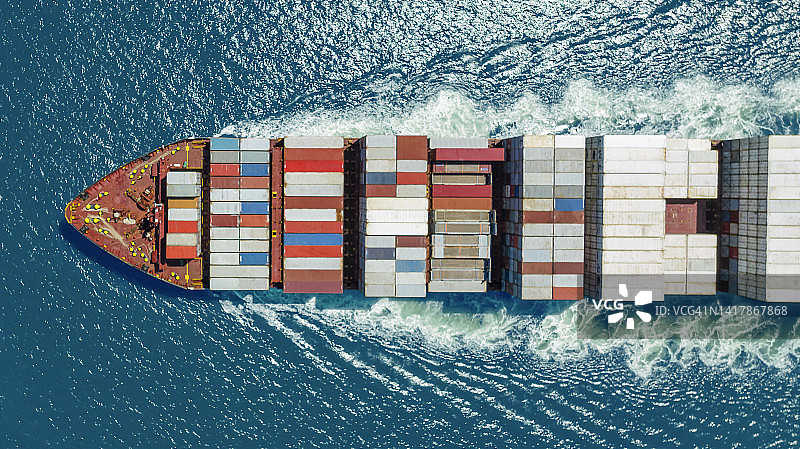 集装箱货轮航拍图片素材
