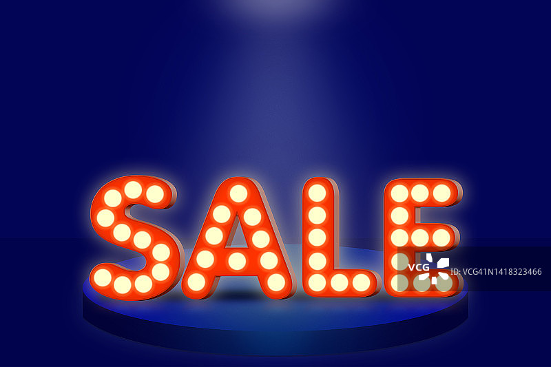 音乐会舞台上的“SALE”字母灯牌图片素材