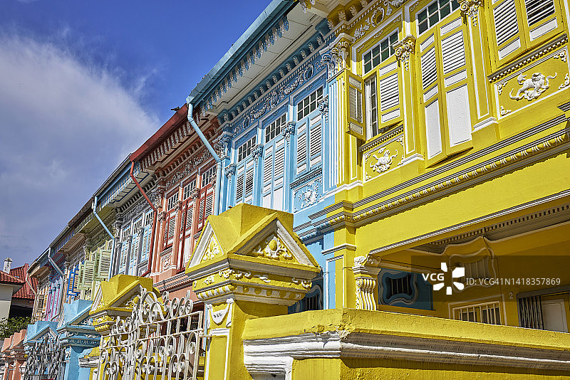 彩色黄蓝色装饰房屋图片素材