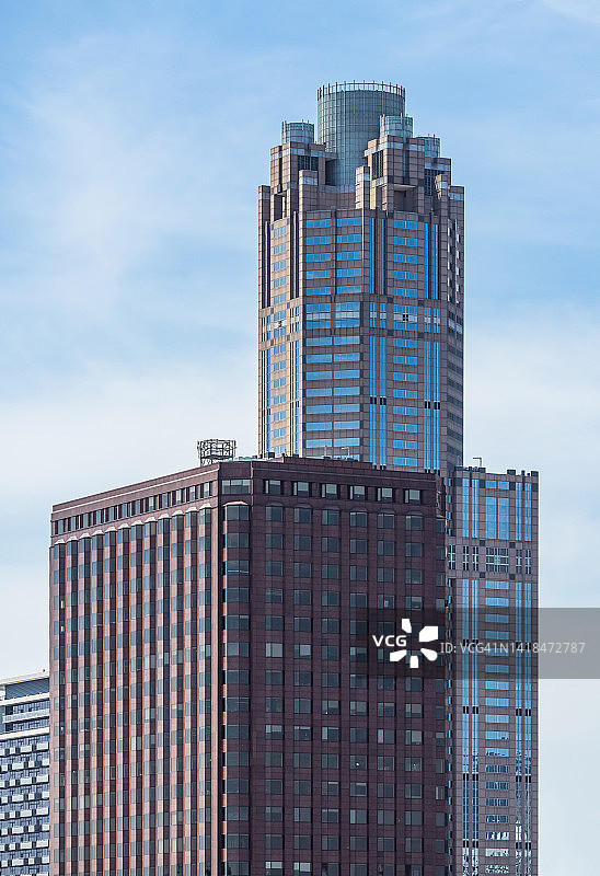 芝加哥金融区阳光明媚的俯视景观图片素材