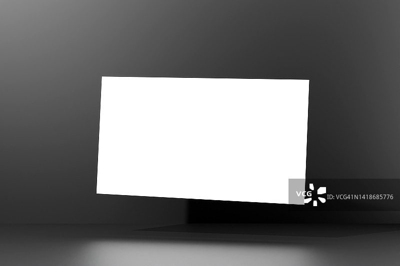 悬浮白色名片，带阴影，灰色背景，三维样机图片素材