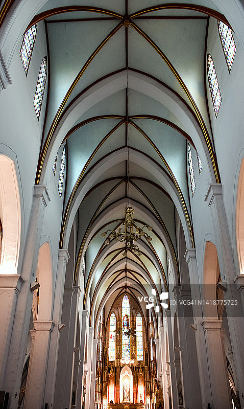 越南河内圣约瑟夫大教堂的中殿和后殿图片素材