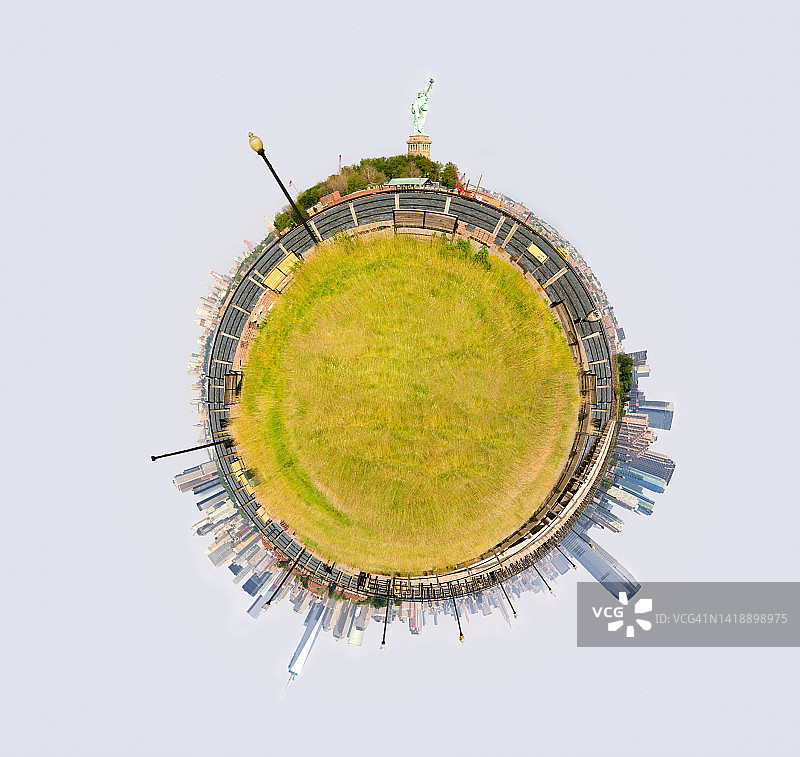 带有自由女神像的小星球图片素材