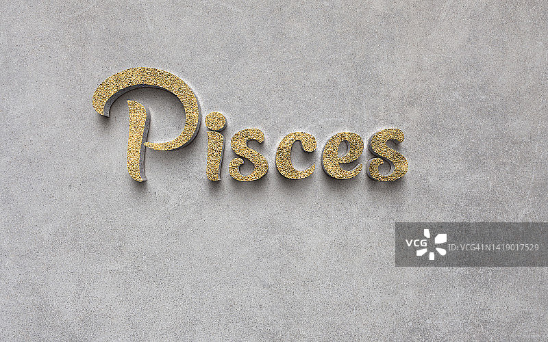 金色3D字母的双鱼座星座标志图片素材