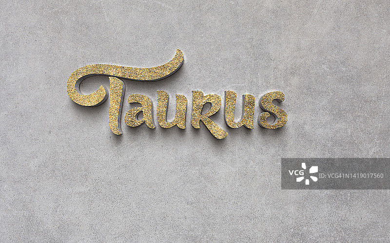 金色3D字母的金牛座星座标志图片素材