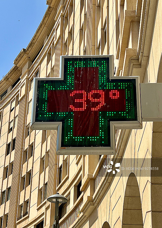 街上显示高温和极端高温的电子信息牌图片素材