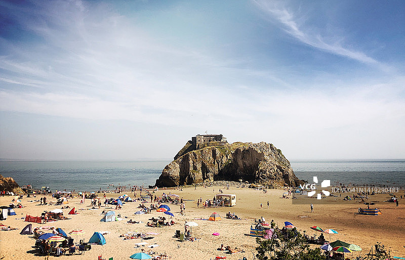 威尔士坦比城堡海滩图片素材