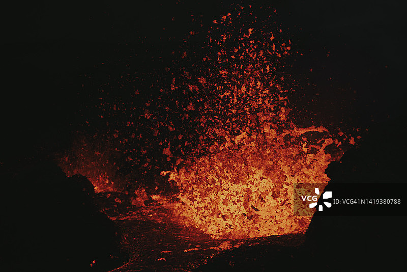 冰岛火山喷发特写图片素材
