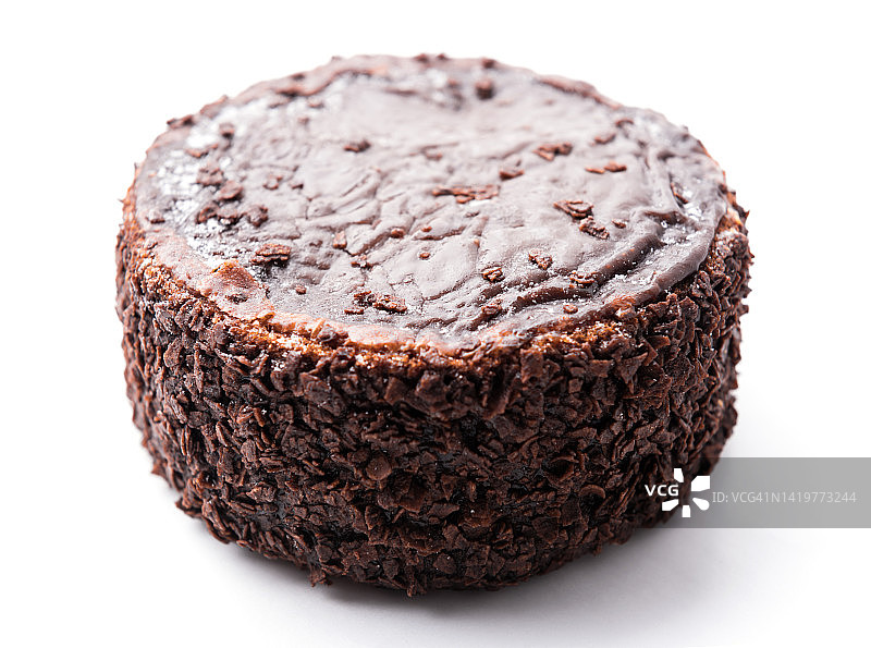 白色背景下的巧克力芝士蛋糕图片素材