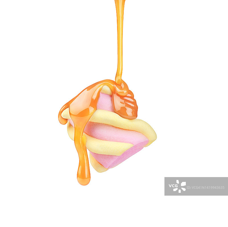 白色背景上的焦糖棉花糖图片素材