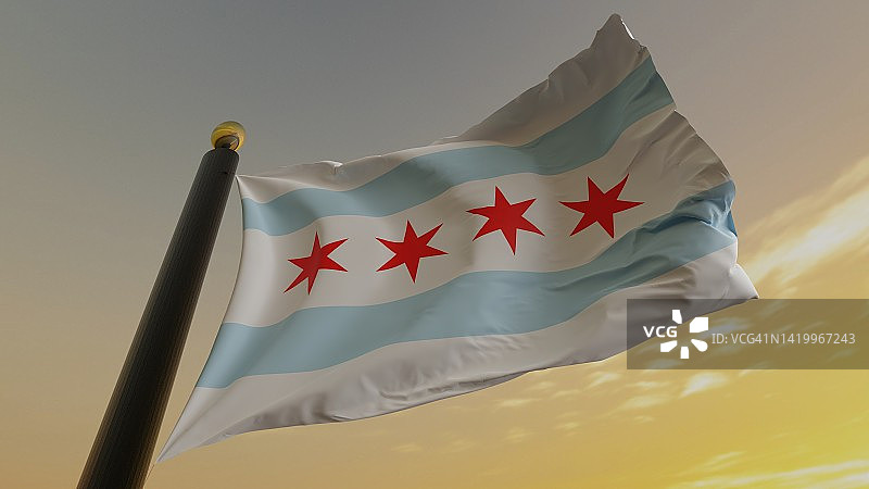 美国伊利诺伊州芝加哥市旗图片素材