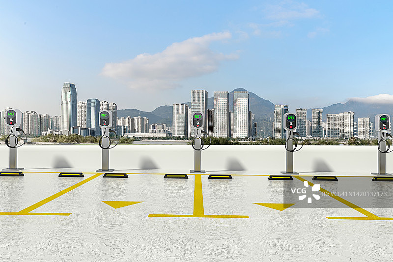 现代都市停车场3D渲染图片素材