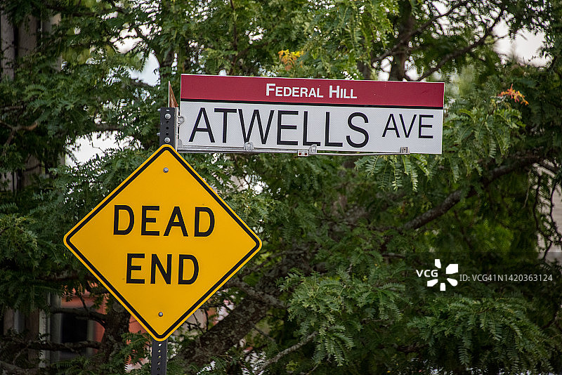 阿特韦尔斯大街和道路尽头标志图片素材