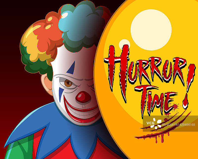 令人毛骨悚然的小丑带着黄色气球微笑图片素材