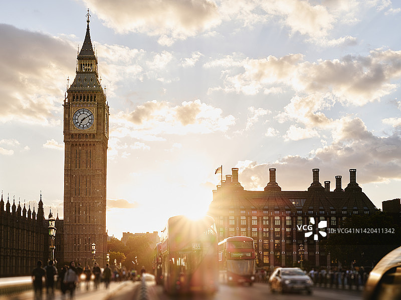 伦敦威斯敏斯特市天际线日落景色图片素材