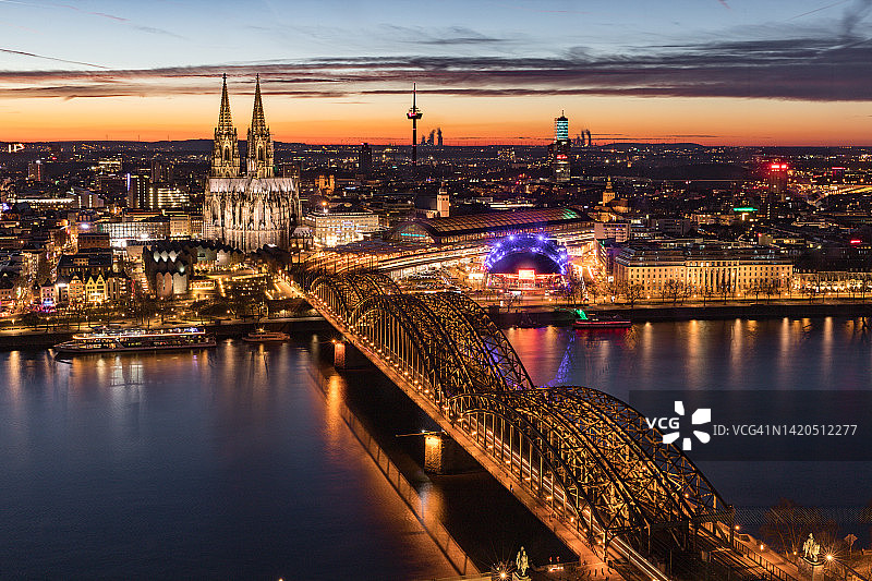 科隆市中心日落航拍图片素材