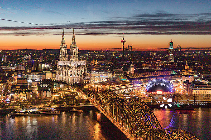科隆市中心日落航拍图片素材