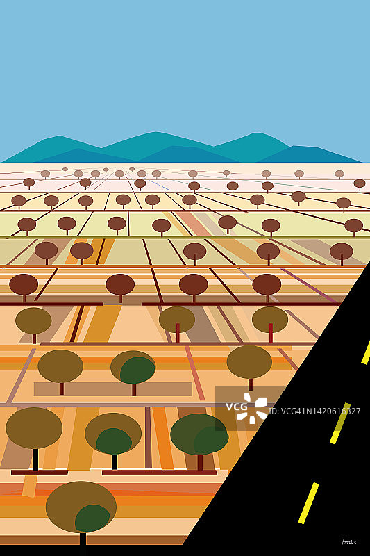 遥远的沙漠抽象插图图片素材