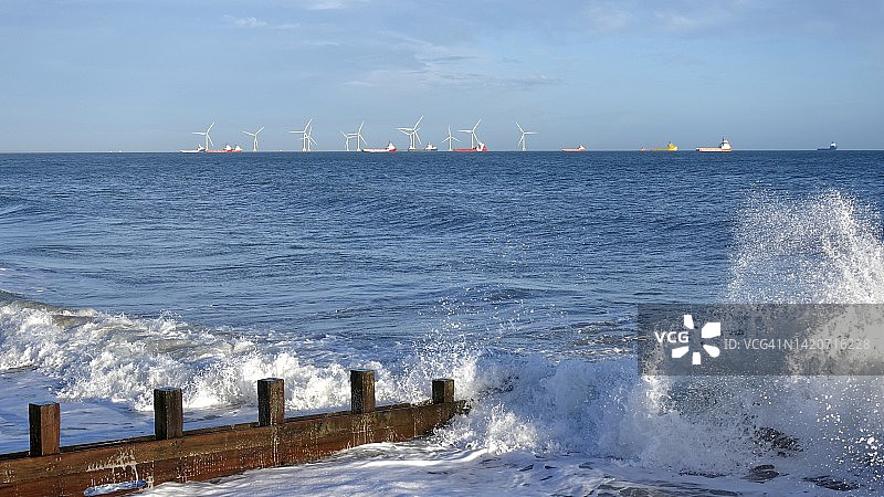 阿伯丁的风车和波浪图片素材