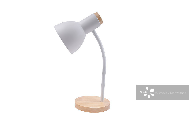 白色台灯，适用于办公室或家庭，隔离在白色背景上图片素材