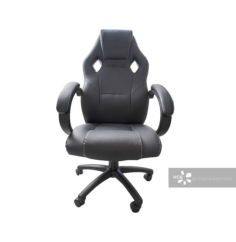 白色背景上的黑绿皮革椅图片素材