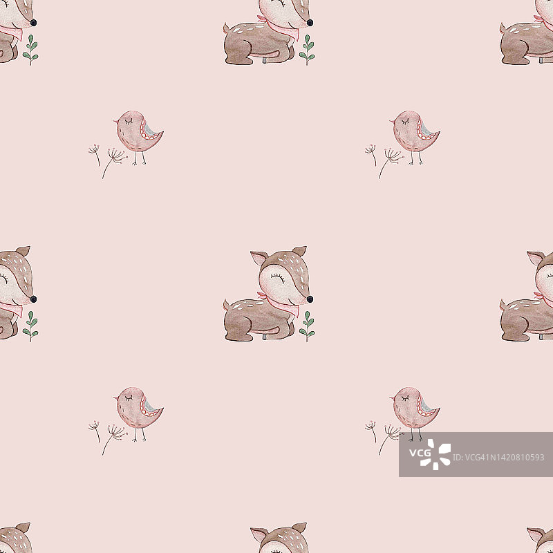 手绘水彩斯堪的纳维亚风格图案图片素材