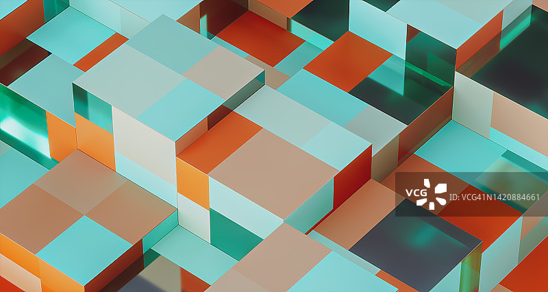 3D抽象立方体堆叠图片素材