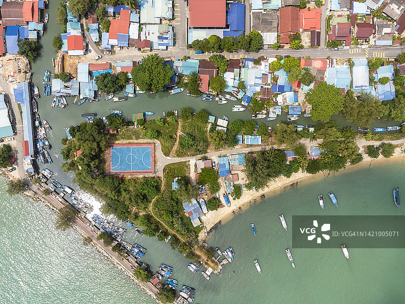 槟城直落巴巷渔村图片素材