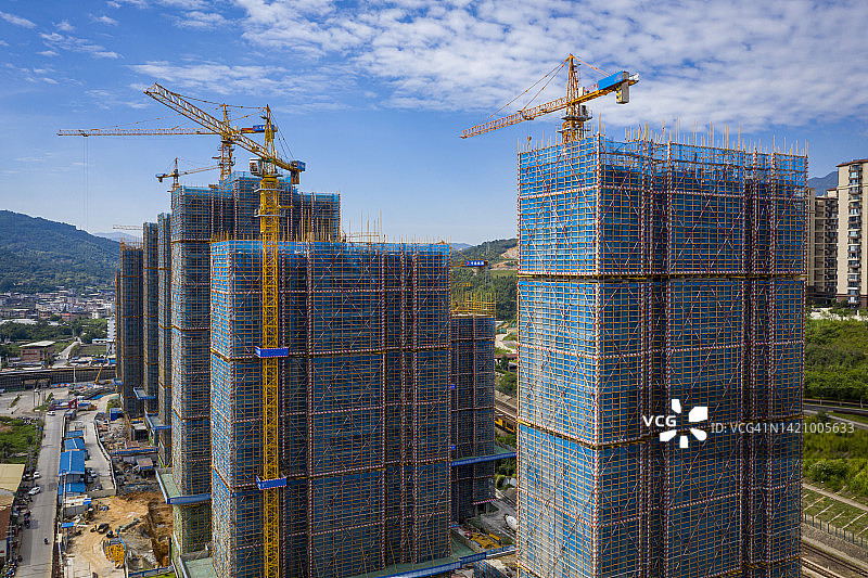 城市住宅建设工地航拍图片素材