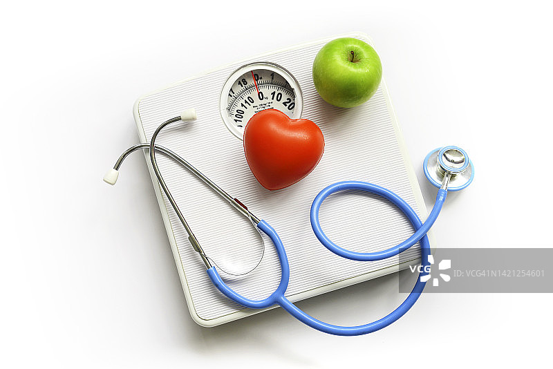 听诊器、苹果和心脏图片素材