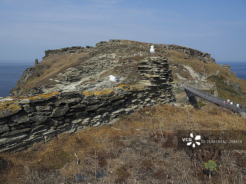 英格兰北康沃尔的廷塔agel城堡景观图片素材