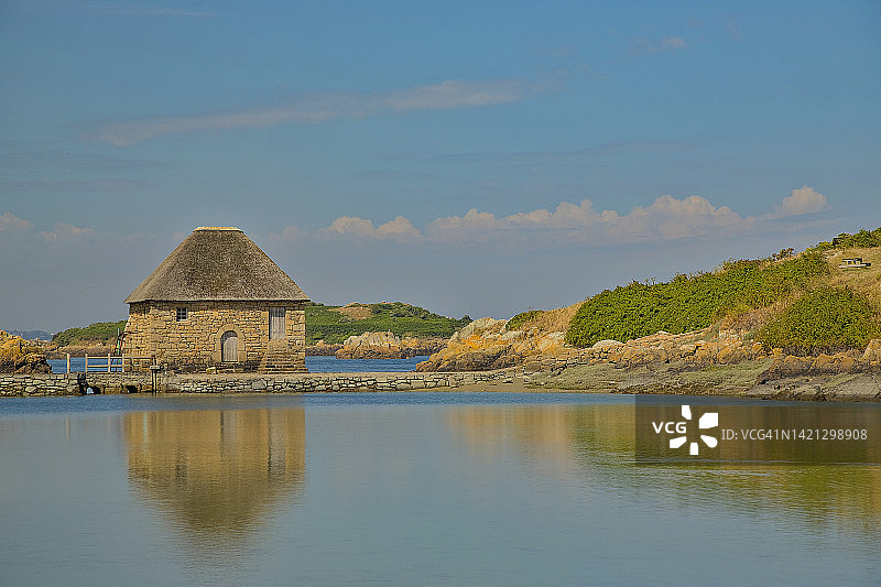 比尔洛水磨坊，布雷阿岛，布列塔尼，法国图片素材