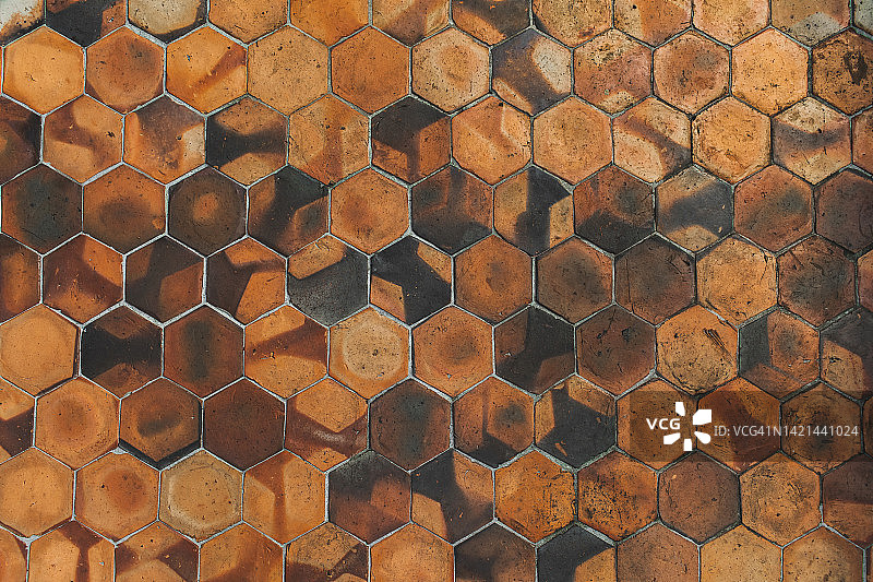 六边形无缝瓷砖棕色纹理背景图片素材