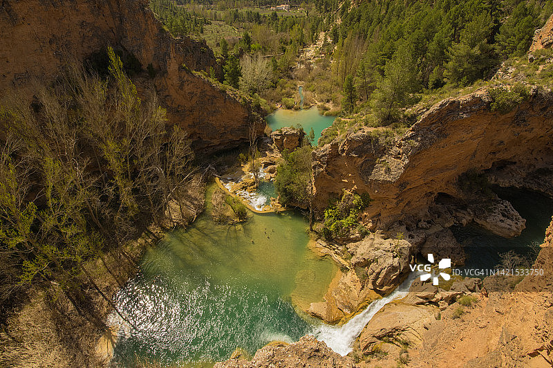 西班牙昆卡，卡夫列尔瀑布图片素材