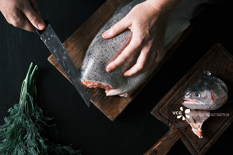 切割三文鱼图片素材