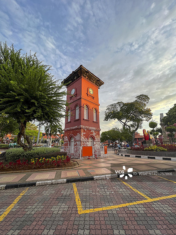 马六甲的东方红色建筑图片素材