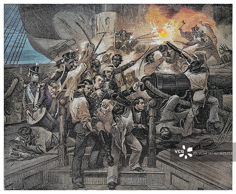 James Lawrence上尉古版画（1781-1813）图片素材