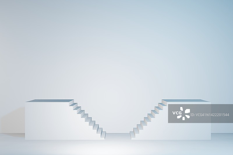 白色背景楼梯抽象3D渲染图片素材
