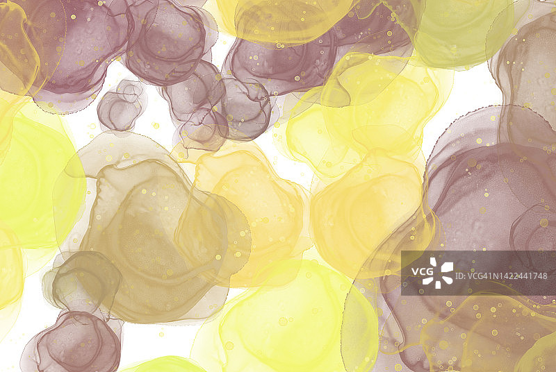 黄色液体墨水丙烯倒流体艺术酒精墨水抽象图片素材