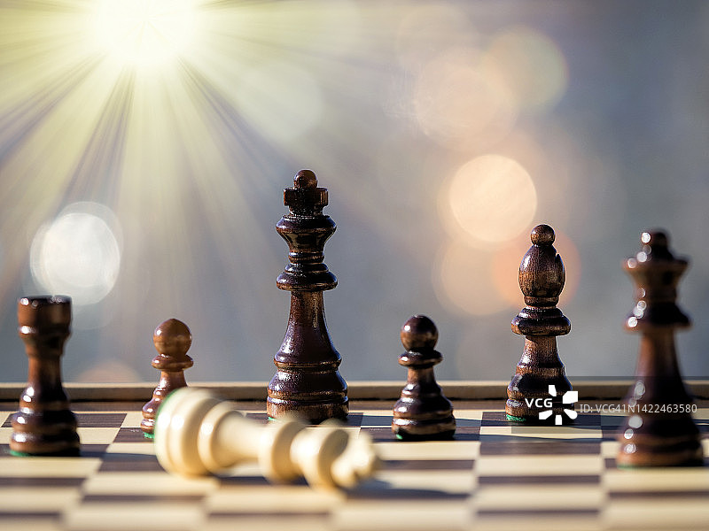 阳光下完成的棋局棋盘图片素材