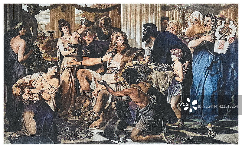 古老雕刻的阿拉里克一世在雅典插画图片素材