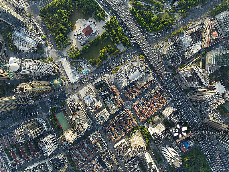 市中心商业区鸟瞰图图片素材